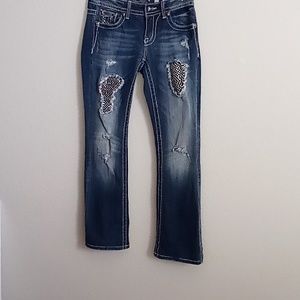 Miss Me Designed for Buckle Stressed Party Size 27 Boot Cut Navy Denim Color B25